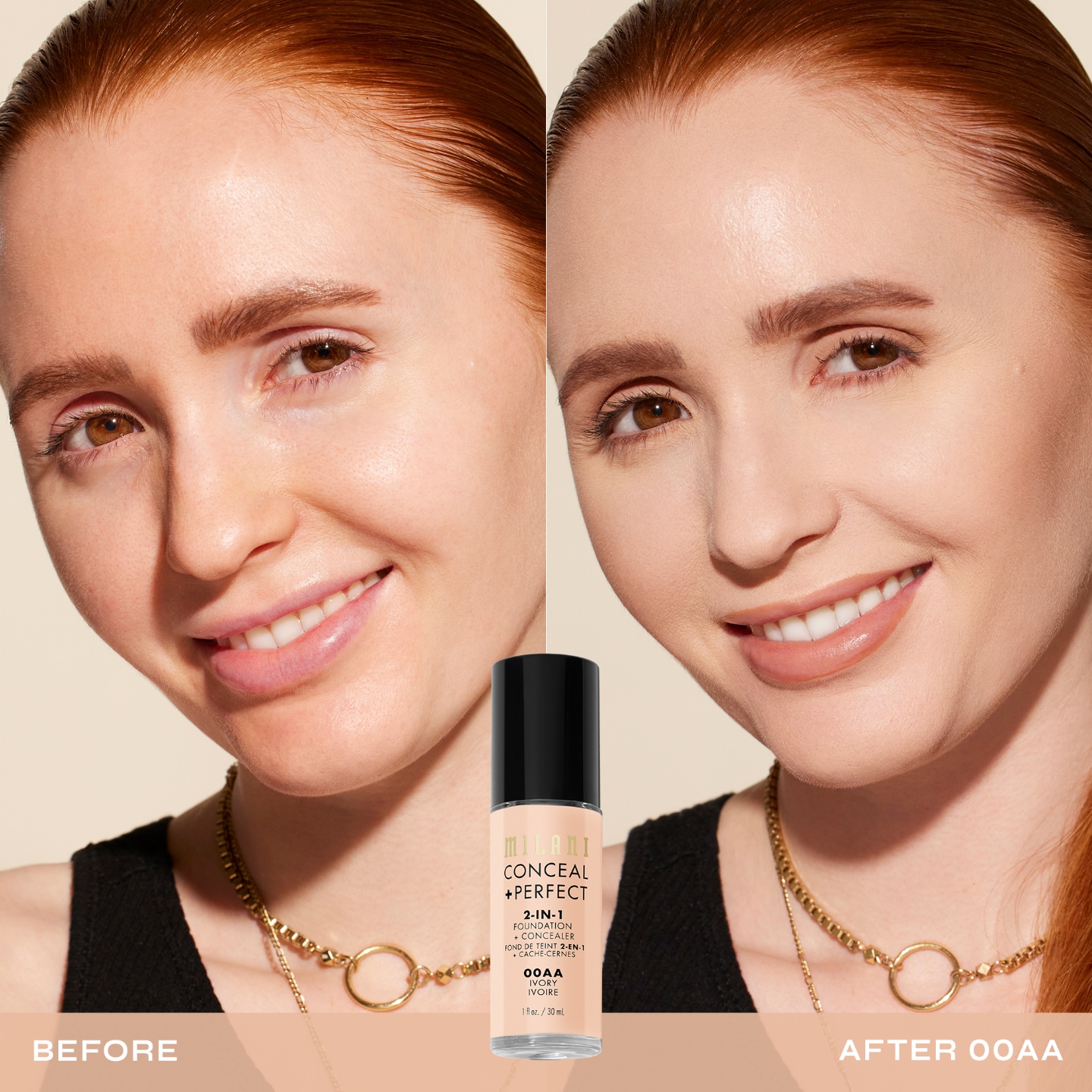 Fondotinta e correttore 2 in 1 Milani + - 30 ml