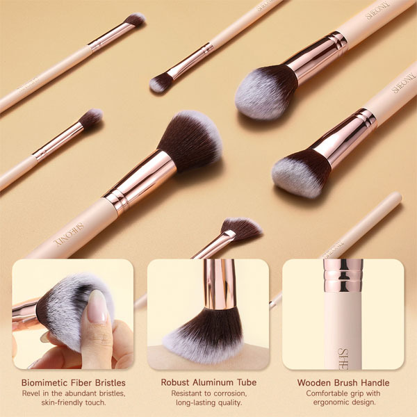 Livingandhome 18-delige professionele make-upkwastenset in nude roze