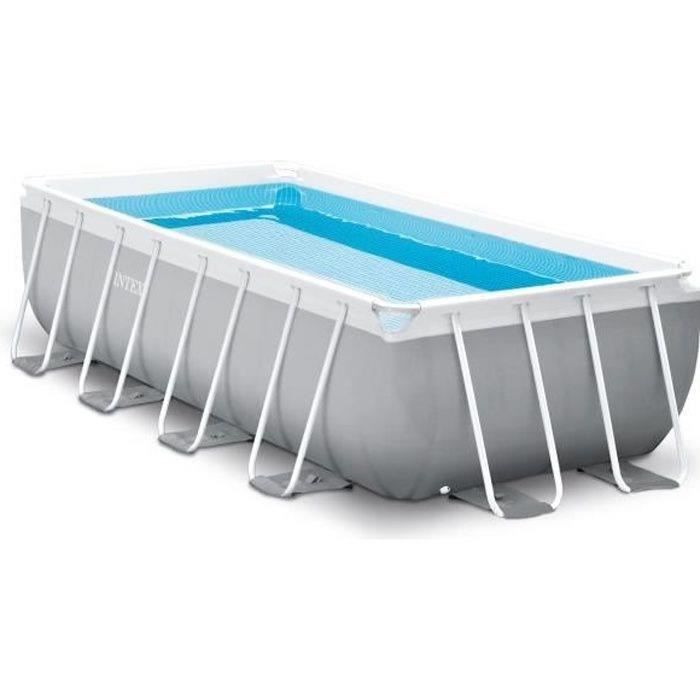 Kit de piscina tubular com estrutura prismática retangular (4,88 m x 2,44 m x 1,07 m) e lava-pés.