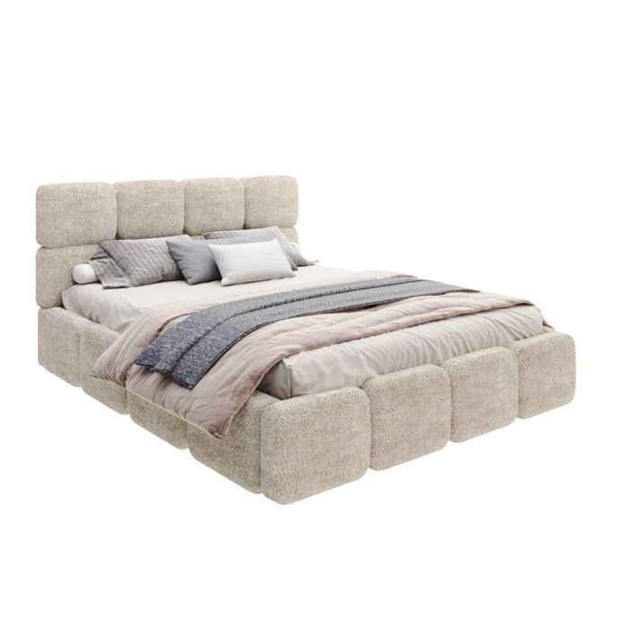 Lit coffre Delicato 140 x 190 cm avec sommier à lattes relevable Beige Foncé