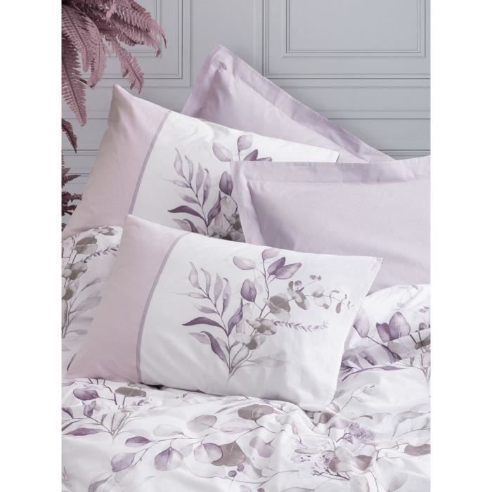 Juego de ropa de cama: 1 funda nórdica de 220 x 240 cm + 2 fundas de almohada de 60 x 60 cm - 100 % algodón reforzado - Lila