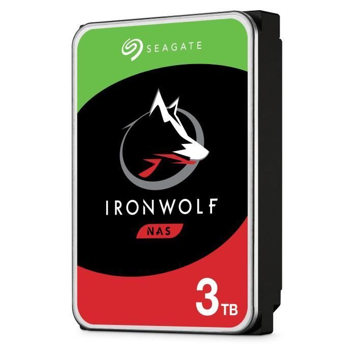 SEAGATE - Disque dur Interne - NAS IronWolf - 3To - 5900 tr/min - 3.5