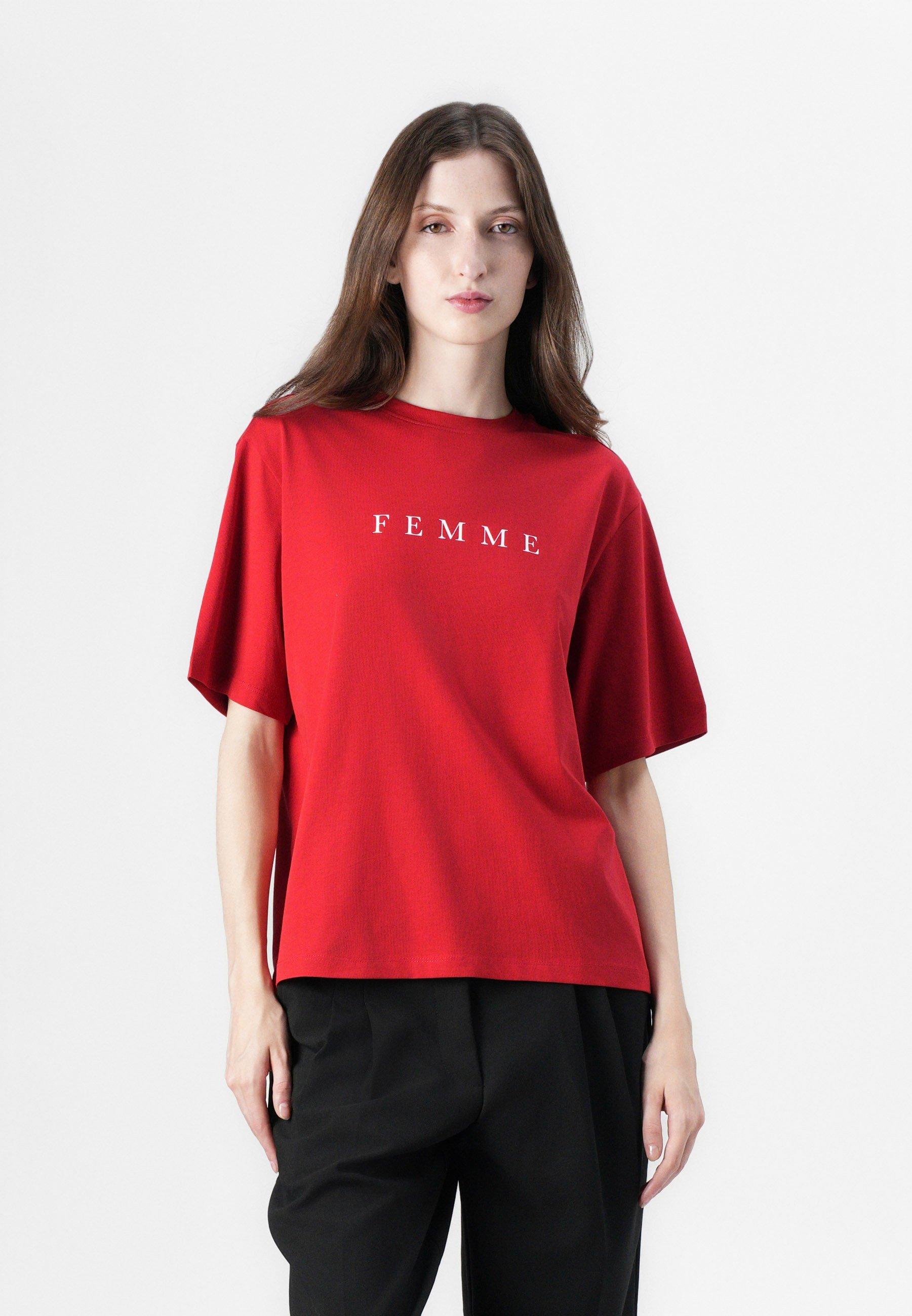 T-shirt imprimé Selected Femme SLFVILJA - T-shirt imprimé - rouge équestre