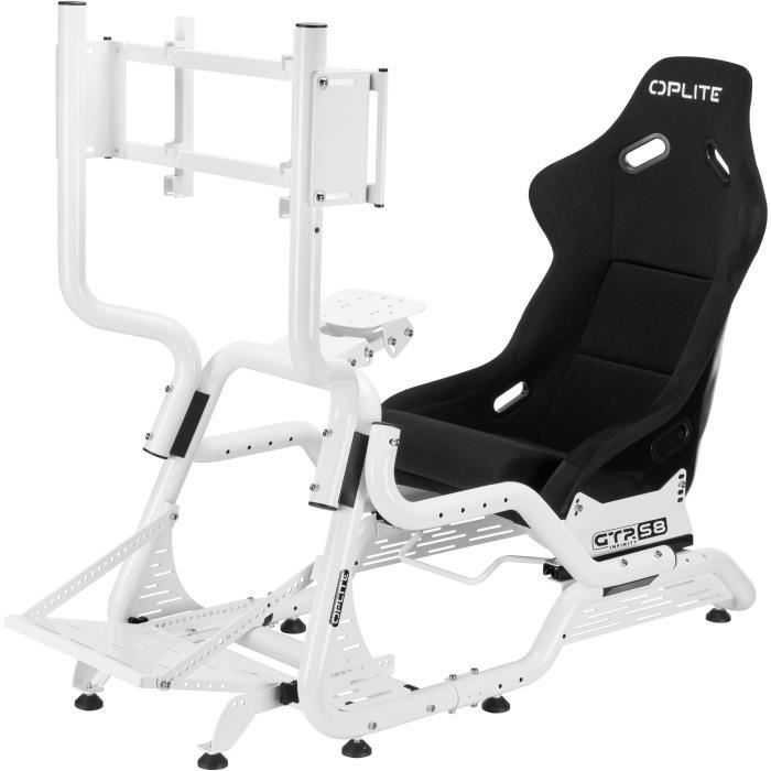Simulatiecockpit - OPLITE - GTR S8 Infinity Force - Koolstofstaal - Wit - Hoogwaardige simrace-ervaring