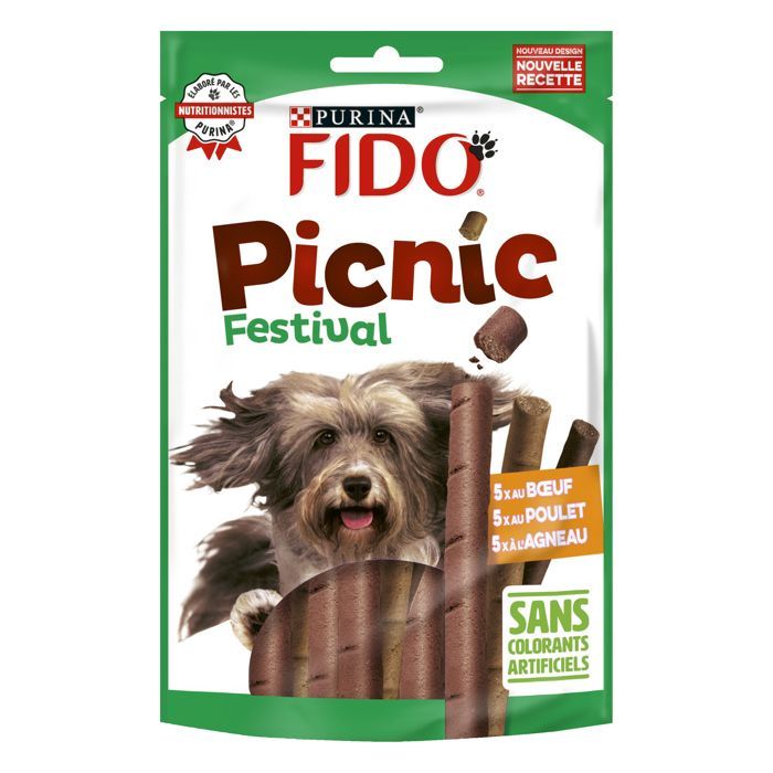 FIDO Picnic Festival : au Bœuf, au Poulet, à l'Agneau - 8x126g - Friandises pour chien