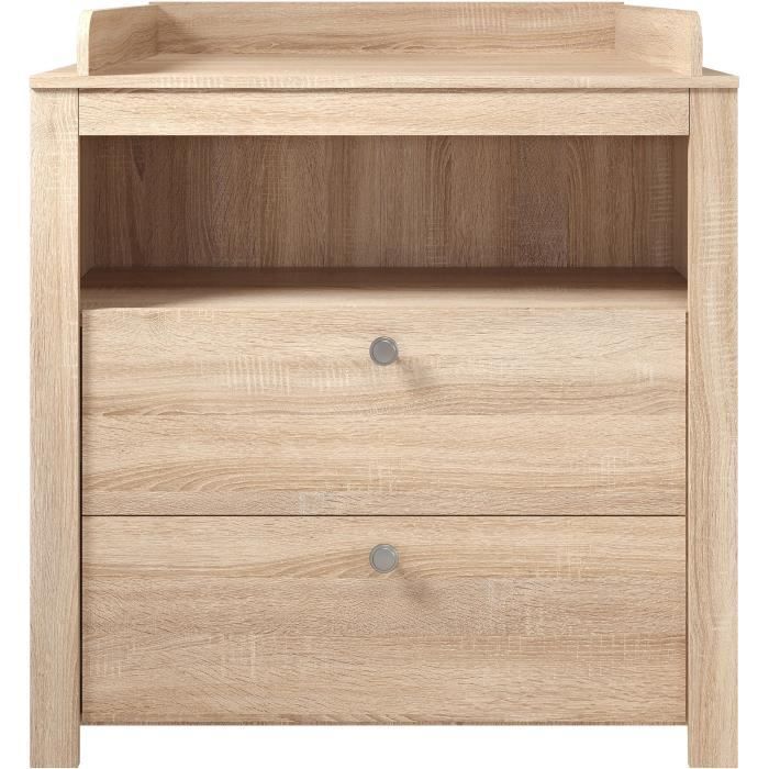 Conjunto para habitación infantil: Cuna de 70 x 140 cm + Cambiador OLIVIA - Roble - TREND TEAM