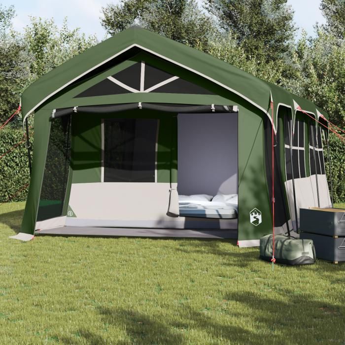 Camping tent - Green - 10 person - Waterproof - 322 x 620 x 240 cm