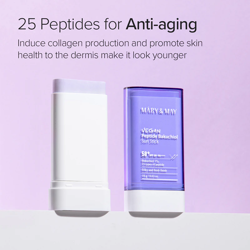 Protetor solar em bastão antirrugas Mary&May Peptide Bakuchiol Sun Stick.