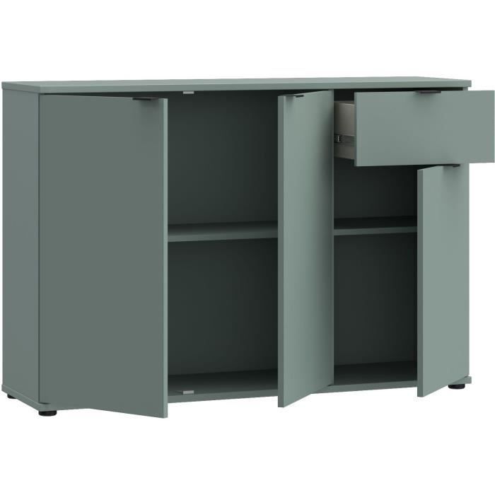 Aparador - GANYMEDE - 3 puertas - 1 cajón - Salvia - 119,8 x 34,1 x 82,3 cm