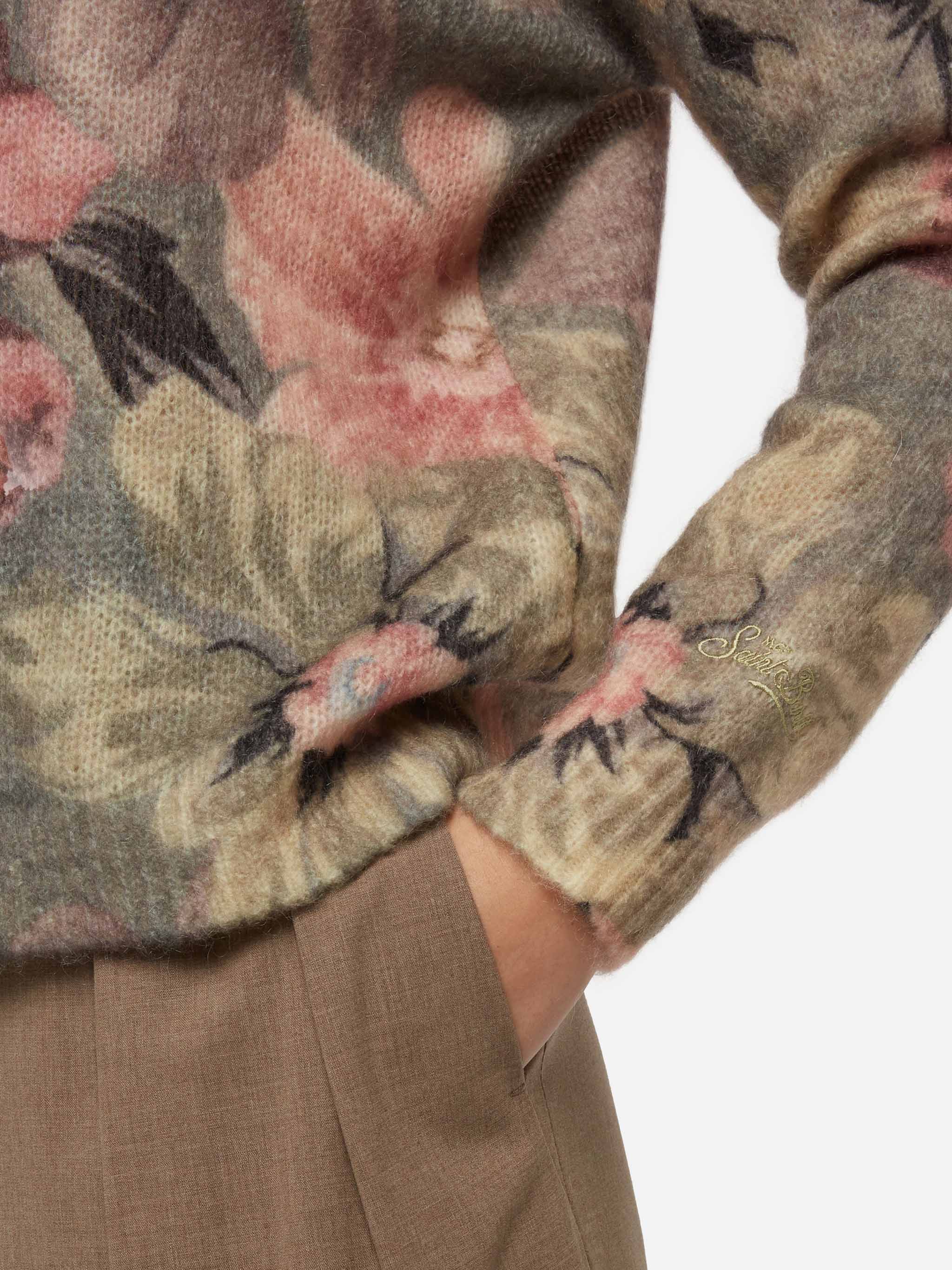 Louise Damen-Mohairpullover mit Blumenmuster