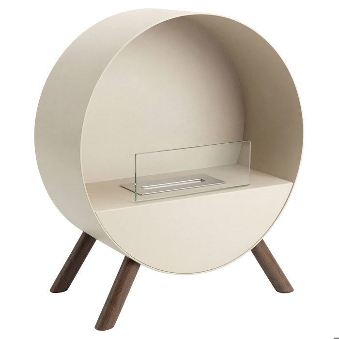 Venere - Cheminée au bioéthanol sur pied 60x72x30 cm avec brûleur 1 litre et pieds en bois de pin taupe