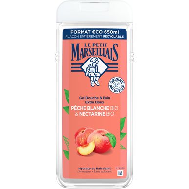 Le Petit Marseillais Douchegel Witte Perzik Nectarine Bio 650 ml 650 ml