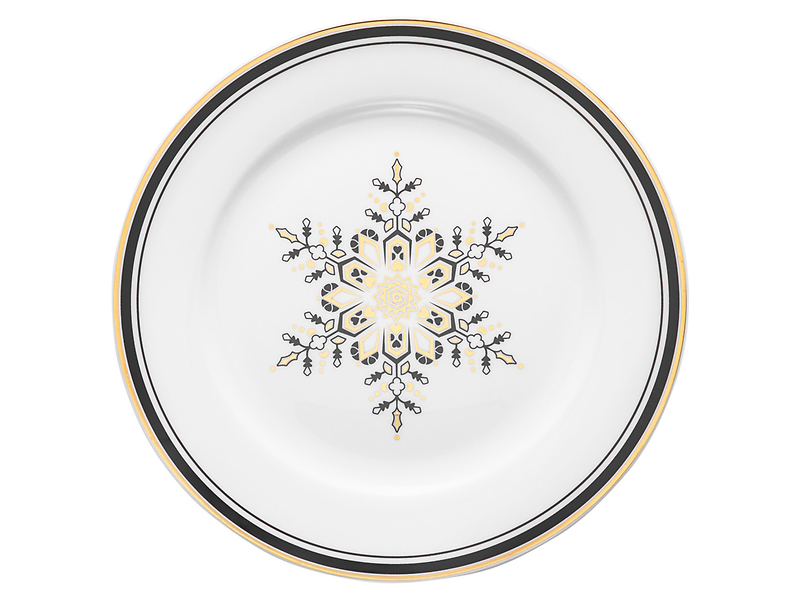 Talerz świąteczny deserowy Art Deco Stars porcelanowy NBC biały