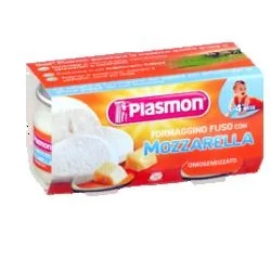 PLASMON Plasmon Gehomogeniseerde smeltkaas met mozzarella 2x80 g + 4 ml zonder toegevoegd zout