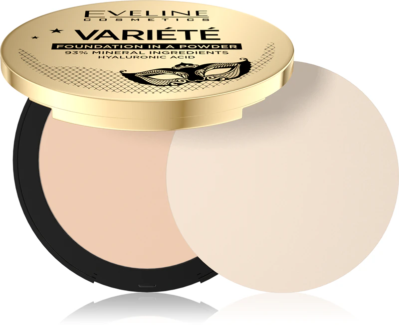 Pó compacto mineral Variété da Eveline Cosmetics com aplicador.