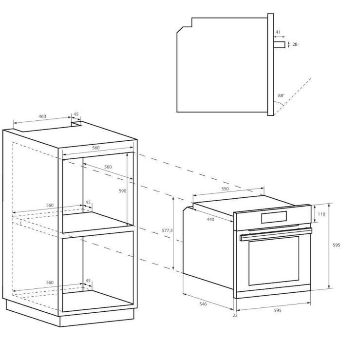 Forno da incasso - Convezione naturale - CANDY FIDC X100 - 70L - Acciaio inox e nero - Classe energetica A
