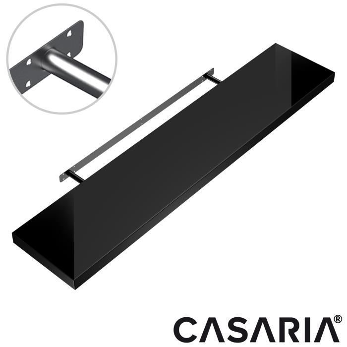 CASARIA 2 estantes flotantes de pared de 90 cm, color negro, resistentes, de MDF, con efecto flotante, para almacenamiento y decoración.