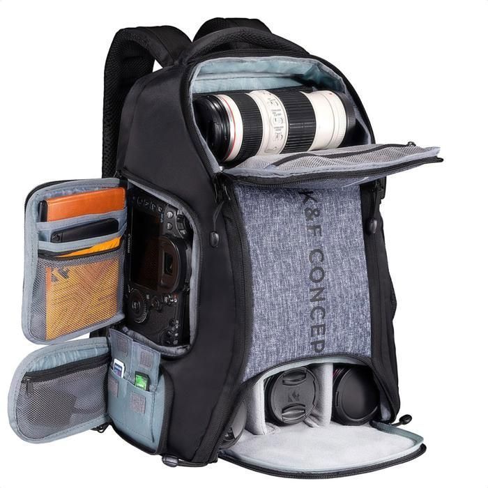 Zaino per fotocamera da 25 litri - K&F Concept - con custodia protettiva per Canon/Nikon/Sony/DJI Mavic, laptop, droni