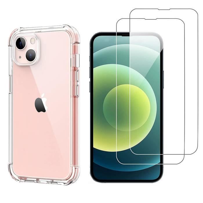 Shockproof case for iPhone 13 MINI and 2 tempered glass screen protectors by Phonillico®