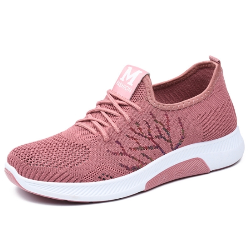 Zapatillas deportivas para mujer Flying Woven Hollow Mesh Soft Bottom Shoes Lace's Outdoor Running Casual Zapatillas Mujer