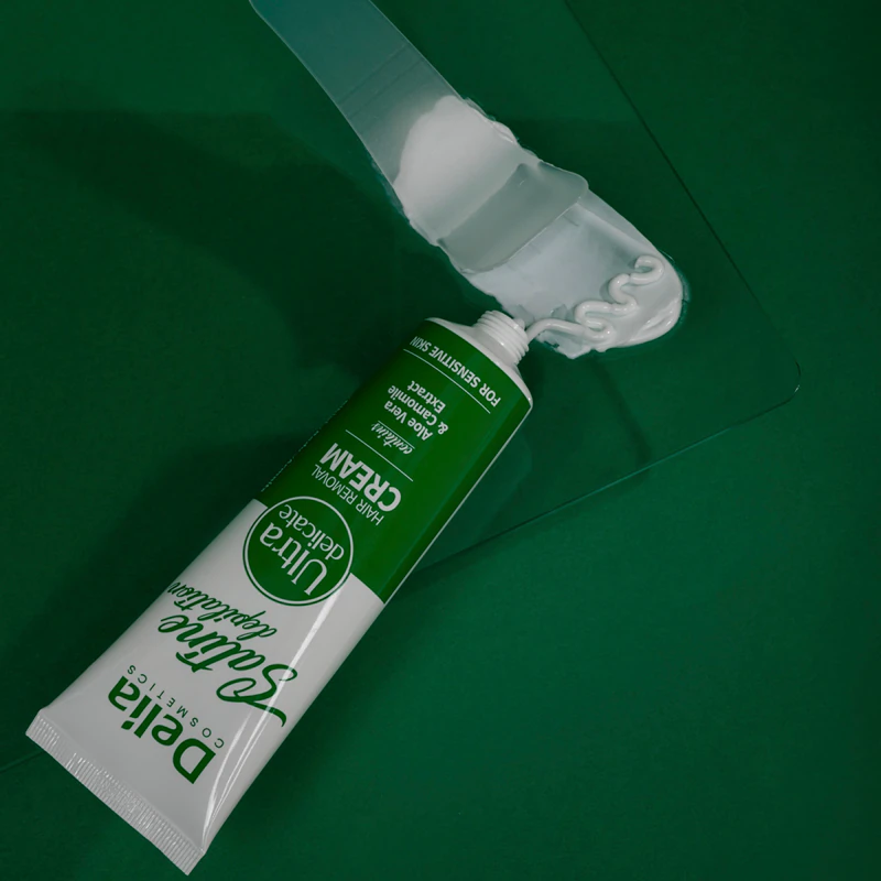 Creme depilatório ultradelicado Satine da Delia Cosmetics para pele sensível.