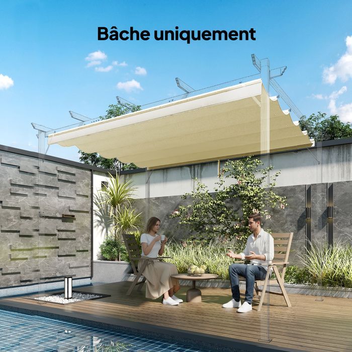 x 3 m Pergola/Gazebo Canopy - Outsunny - Retractable - Canopy Only 250 x 255 cm - Cream