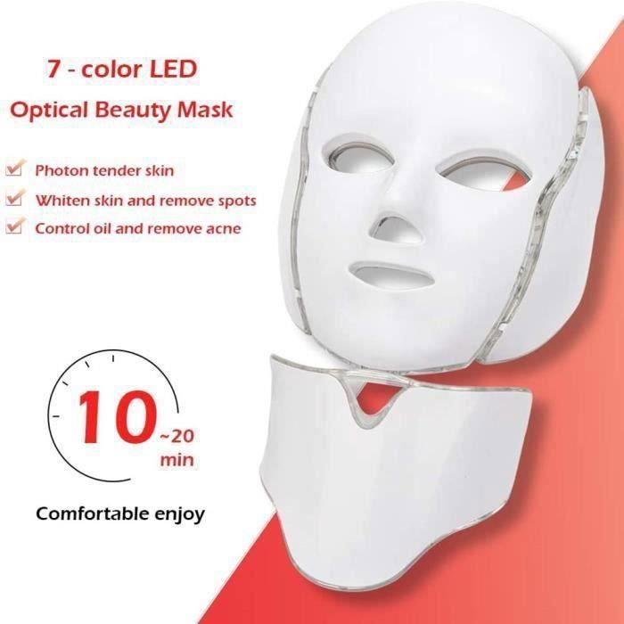 YYV Masque de Luminothrapie Visage LED 7 Couleurs Beaut du Visage Photon pour Hydratant Raffermissant Anti-ge