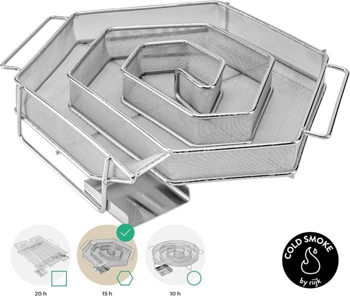 Générateur de fumée pour fumoir professionnel - pour fumer dans la bouilloire du gril et le fumoir avec sciure de bois - 6 angles