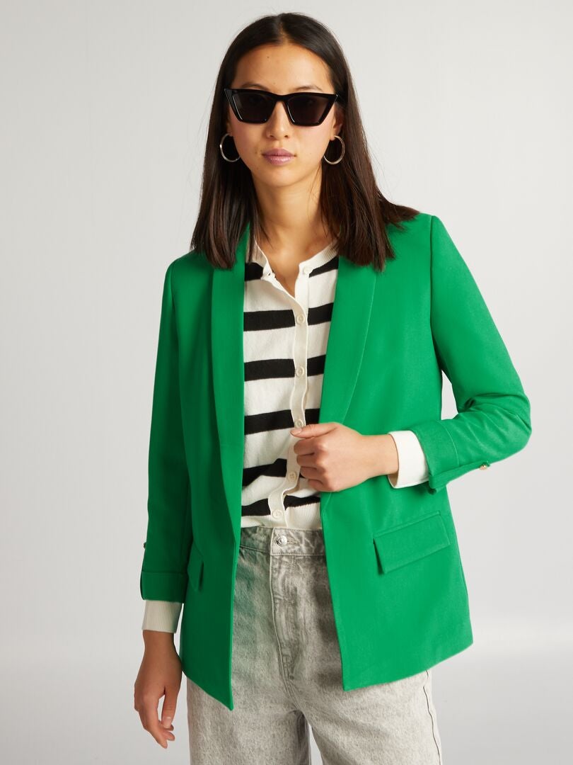Chaqueta tipo blazer de manga 3/4 - VERDE