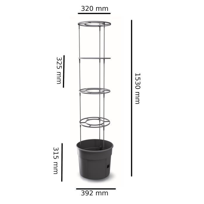 Lot de 3 pots à tomates 28 L avec support pour branches, planteurs à plantes, pour légumes, jardinières aux fraises et concombres