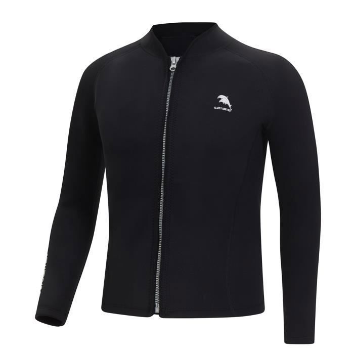 Traje de neopreno de 2 mm para hombre - Chaqueta para deportes acuáticos: buceo, natación y surf - Negro