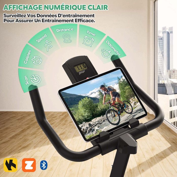 Exercise Bike with App - LCD Screen - Quiet Operation with Adjustable Magnetic Resistance - For Cardio Training - 150kg Capacity
