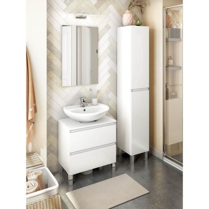 Mueble de baño alto - Acabado blanco brillante - 2 puertas - Ancho 30 x Profundidad 35 x Alto 182 cm - NEREA