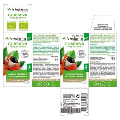 Arkocaps-lisäravinne rasvanpolttoon guaranalla, 40 kapselia.