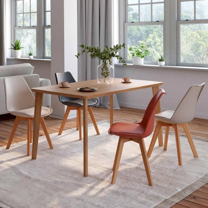 IDMARKET Lot de 4 chaises de salle à manger SARA scandinaves gris foncé, terracotta, beige x2