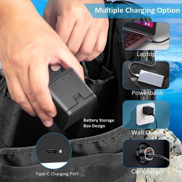 Batterie - HERO13 - Enduro - 2100mAh - Lithium Ion - Chargeur 3 canaux