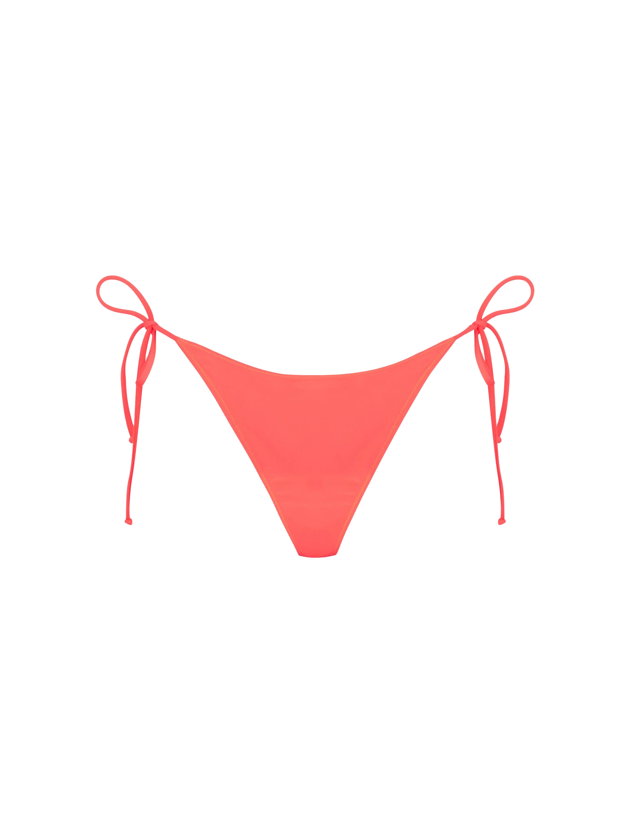 Dameszwembroekje in fluorescerend rood met strikjes aan de zijkant