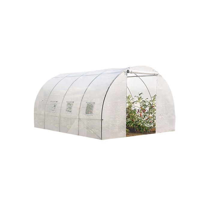 IDMARKET Serre tunnel de jardin 12M² blanche gamme maraîchère ZEBRA 4x3M