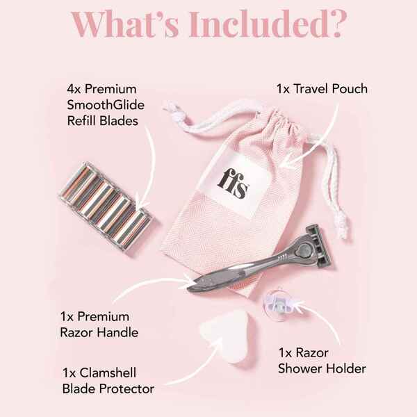 FFS Beauty Rasier-Set – Premium Blossom Rasierer + 4 Klingen