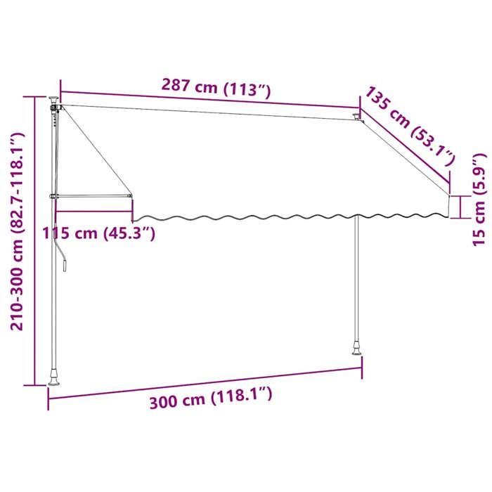 vidaXL Auvent Rétractable, Store avec Hauteur Réglable, Marquise Soleil de Balcon, Banne de Jardin Terrasse Patio, 368740