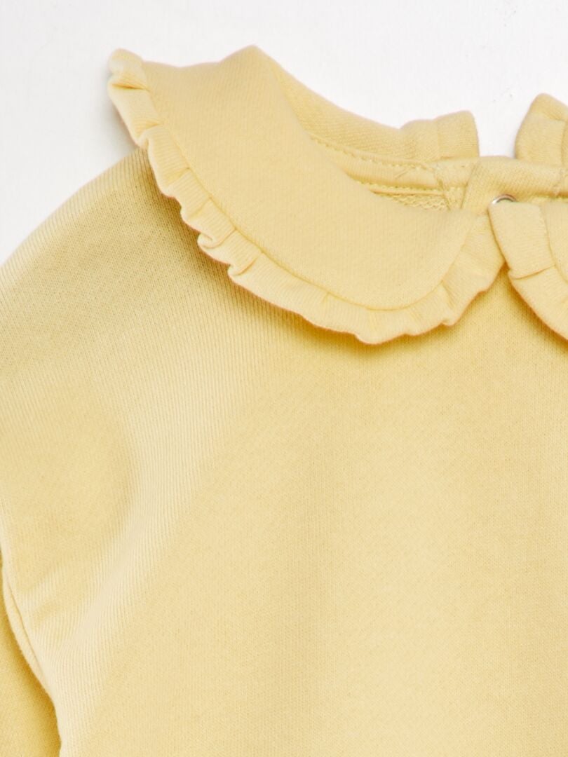 Katoenen sweatshirt met claudine kraag - GEEL