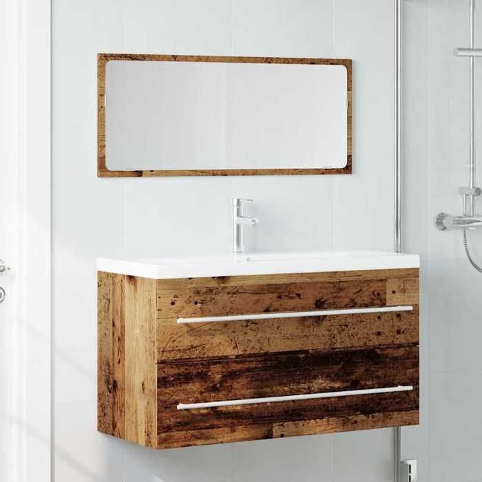 vidaXL Ensemble de meubles salle de bain 2 pcs bois d'ingénierie, armoire de salle de bain, armoire de bain, meuble-lavabo 856388