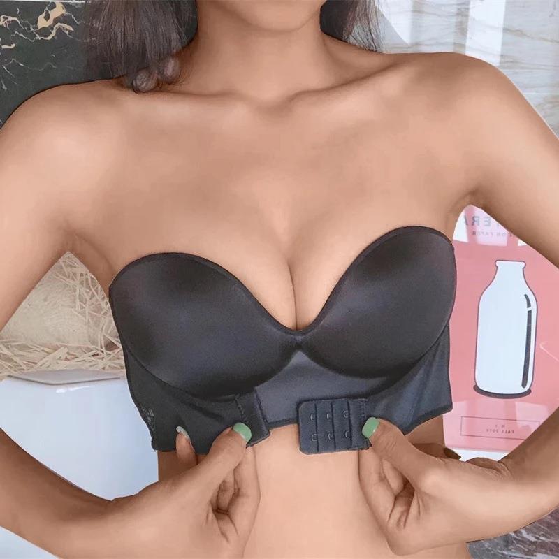 Reggiseno push-up sexy con chiusura frontale, reggiseno invisibile da donna, intimo, lingerie per donna, bralette senza spalline senza cuciture, coppa ABC