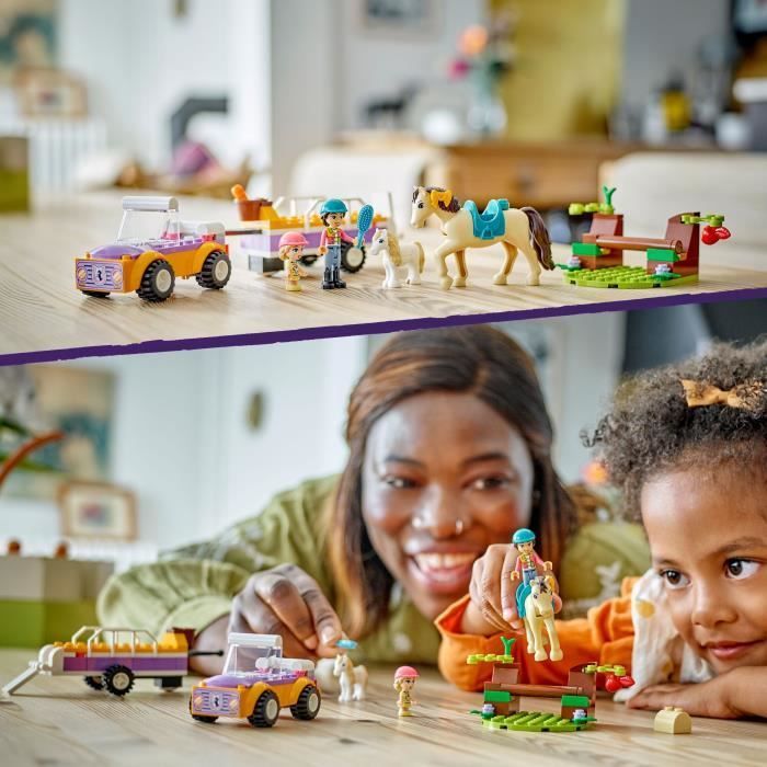 LEGO® 42634 Friends La Remorque du Cheval et du Poney, Jouet avec Figurines Liann, Zoya et 2 Figurines d'Animaux