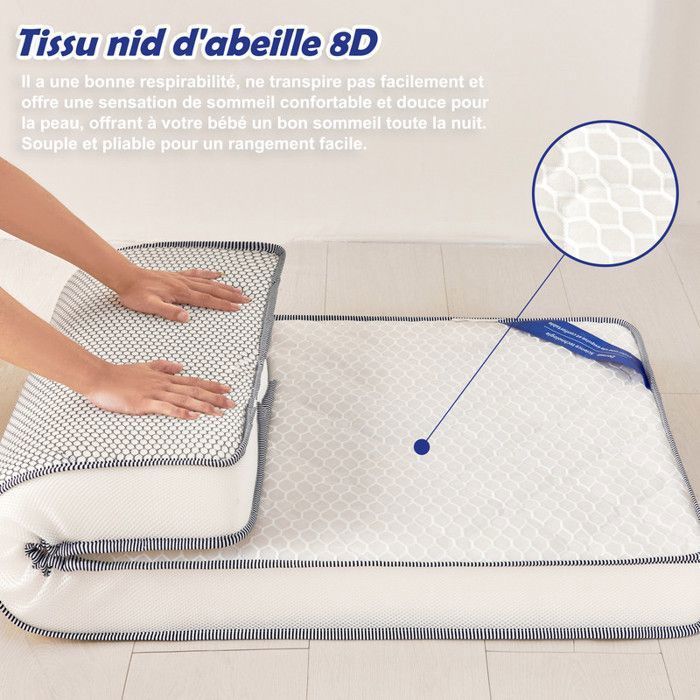 KITYTETY - Colchón para bebé de 70x140 cm y 11 cm de grosor - Núcleo perforado y antibacteriano - 2 lados ultratranspirables