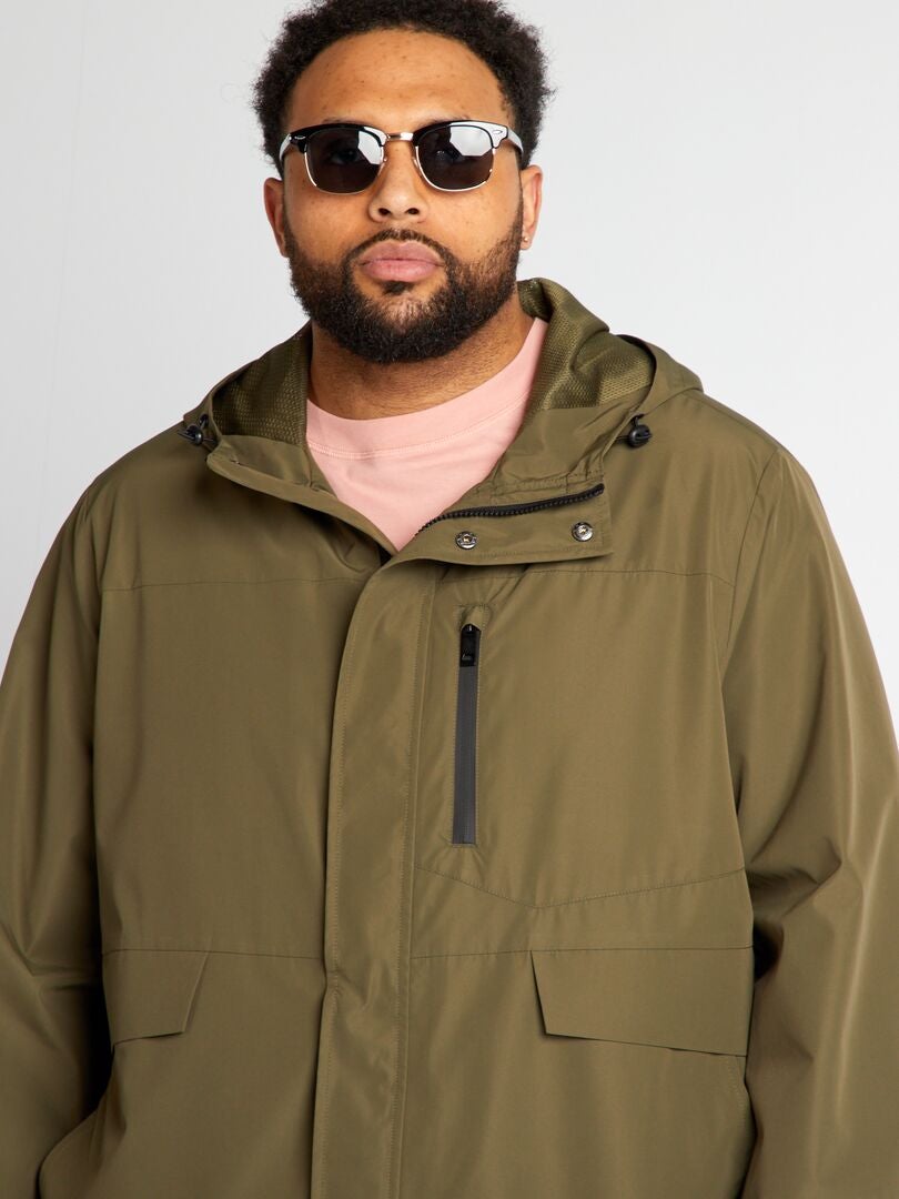 Krótka parka z kapturem - KHAKI