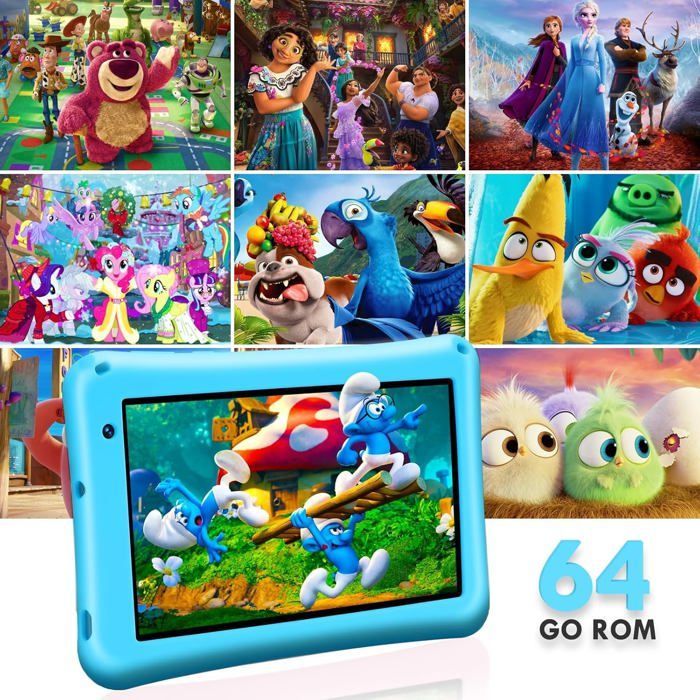 Tablette tactile enfants 7 pouces, Android 13, 8+64Go,Octa-Core,Contrôle parental, Kid-Proof Étui,Bleu