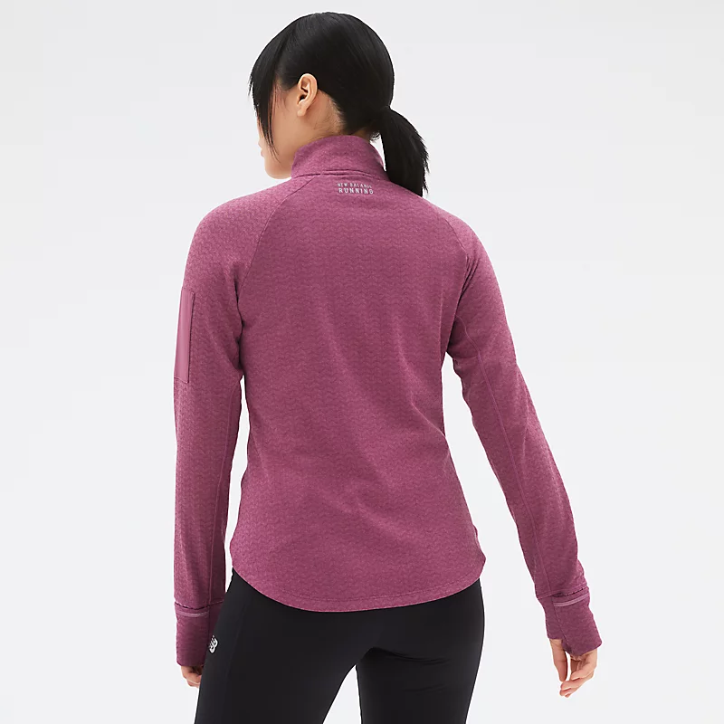Damskjorta NB Heat Grid Halv Lynlås - Raisin Heather