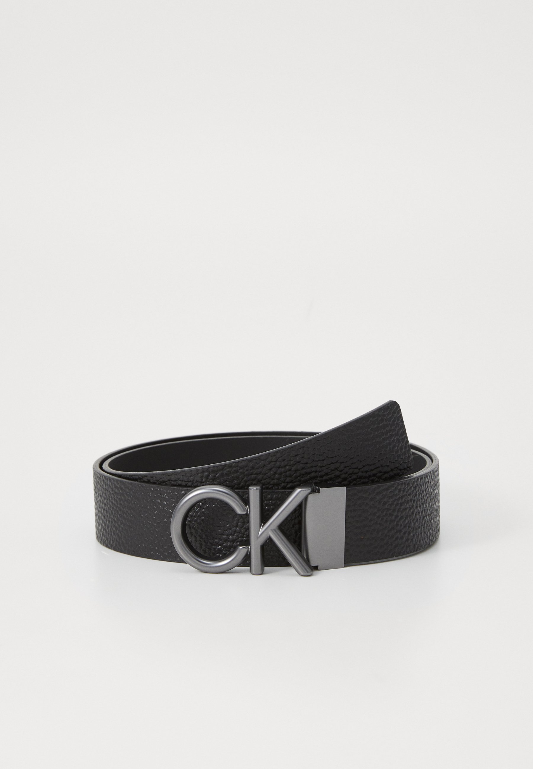 Calvin Klein HALLMARK LOGO - Pasek - czarny/matowy metaliczny