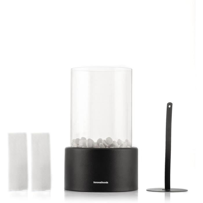 Chimenea de mesa de bioetanol con piedras decorativas